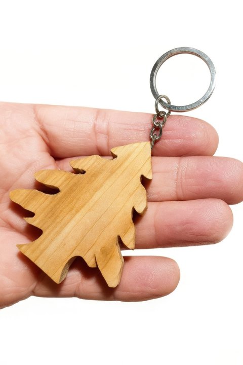 Cedar shaped Keychain – Handmade Natural Wood 3