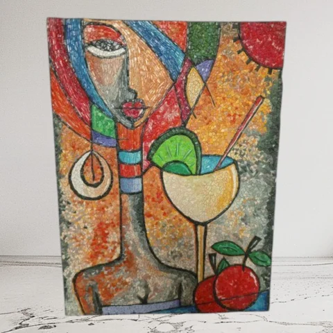 Enjoy – Mosaic & Paint Artwork, Handmade Mixed Media Wall Art 3