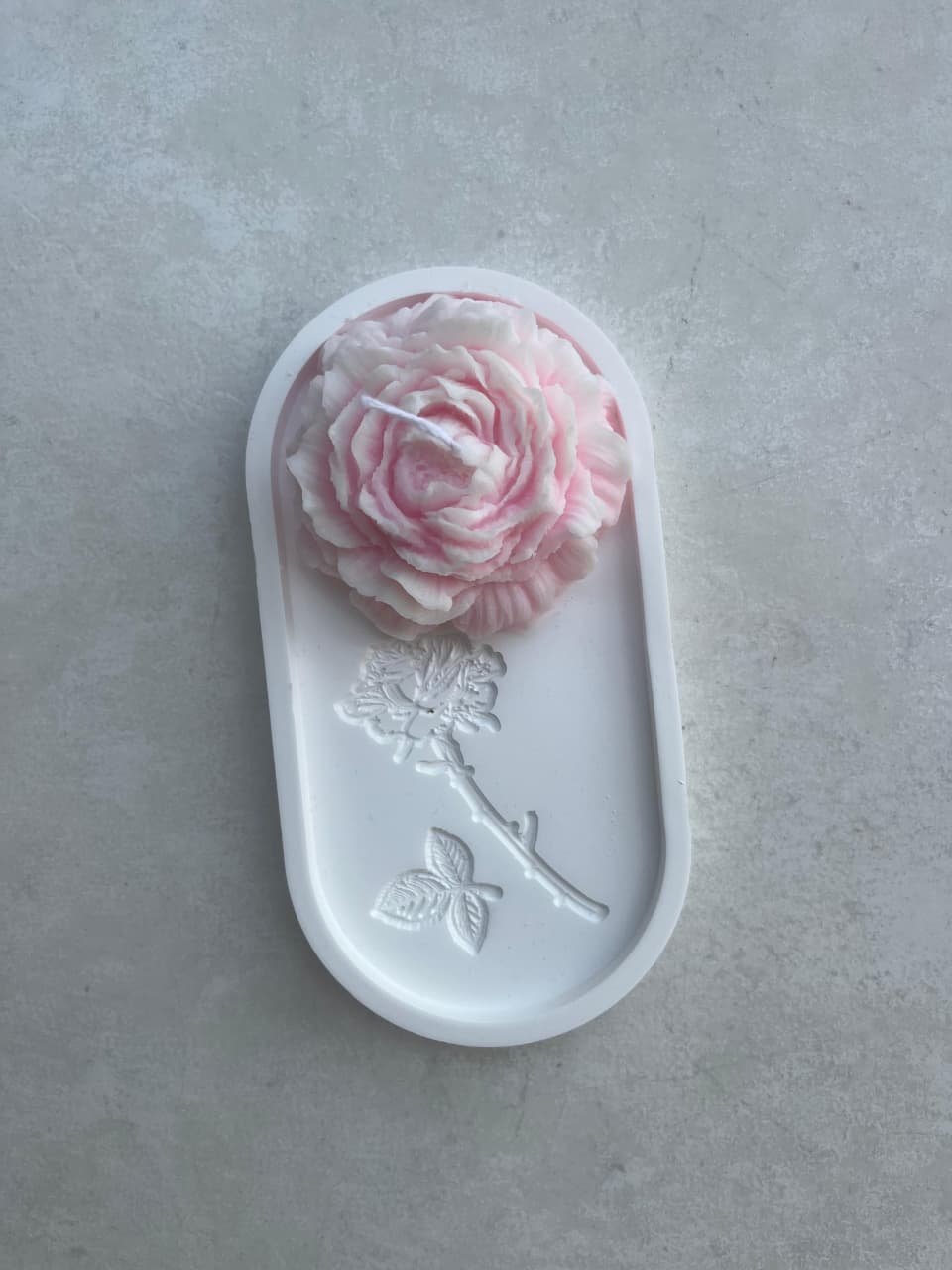 Peony Candle with Engraved Gypsum Base