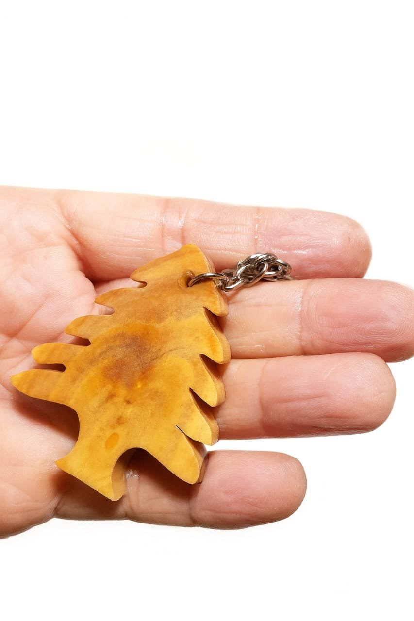 Cedar shaped Keychain – Handmade Natural Wood