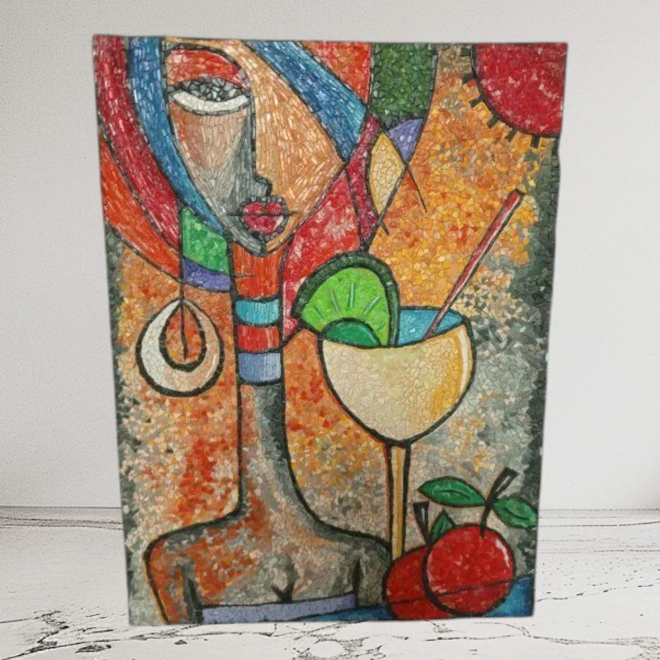 Enjoy – Mosaic & Paint Artwork, Handmade Mixed Media Wall Art