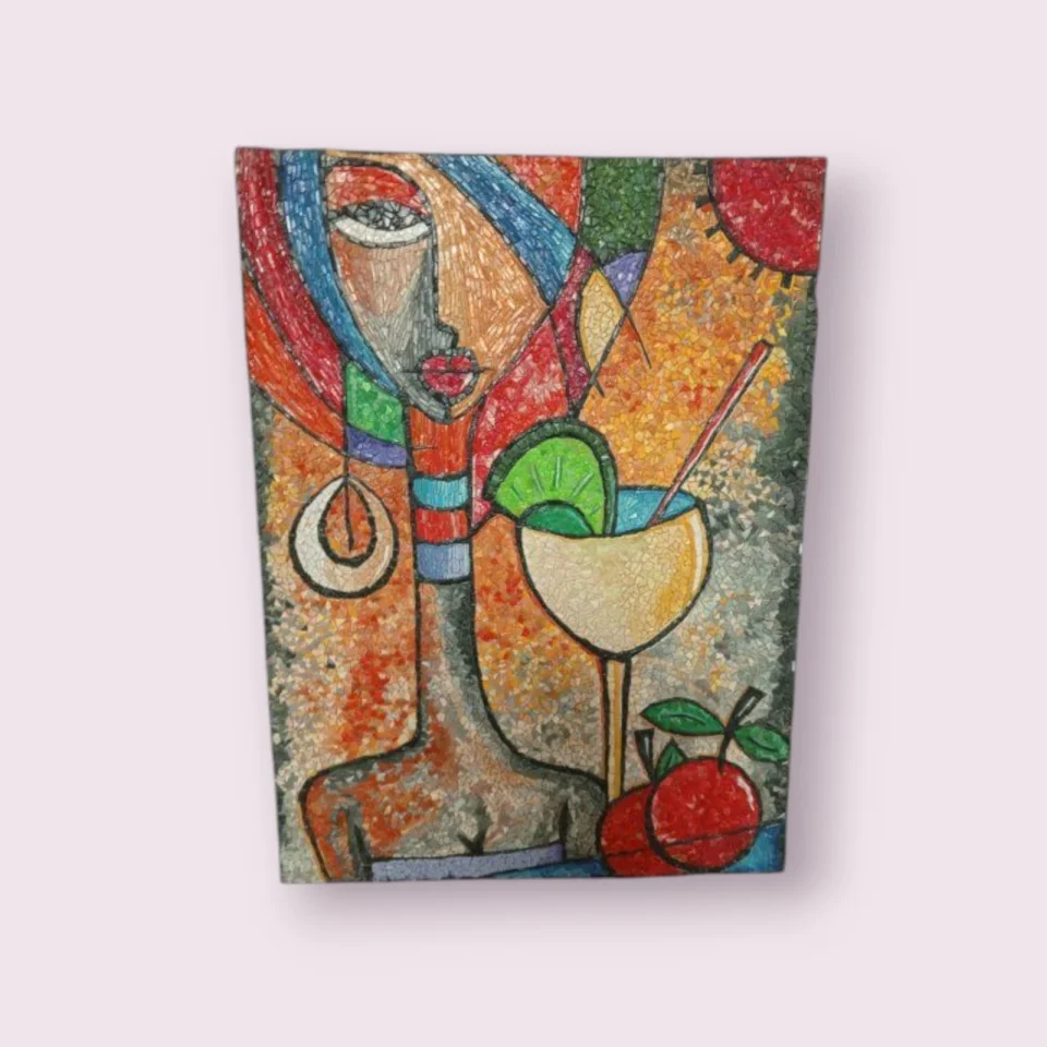 Enjoy – Mosaic & Paint Artwork, Handmade Mixed Media Wall Art