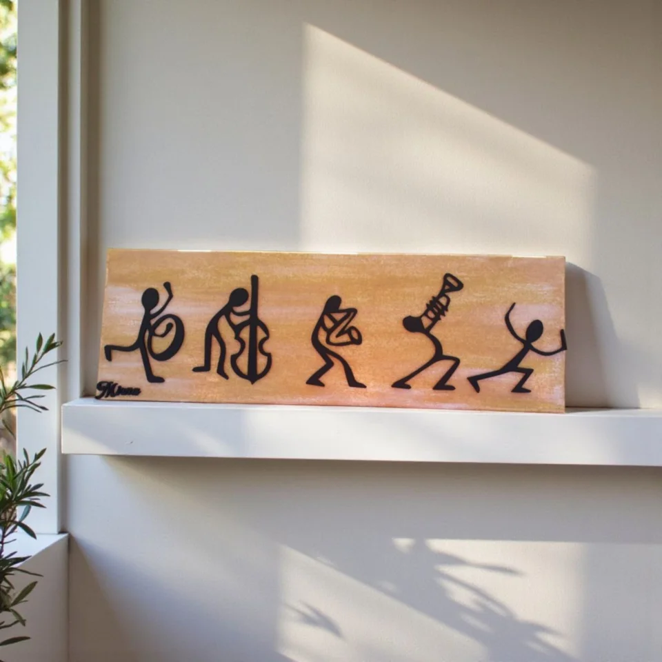 “Music” – Mosaic & Paint Wall Art, Handmade Mixed-Media Artwork