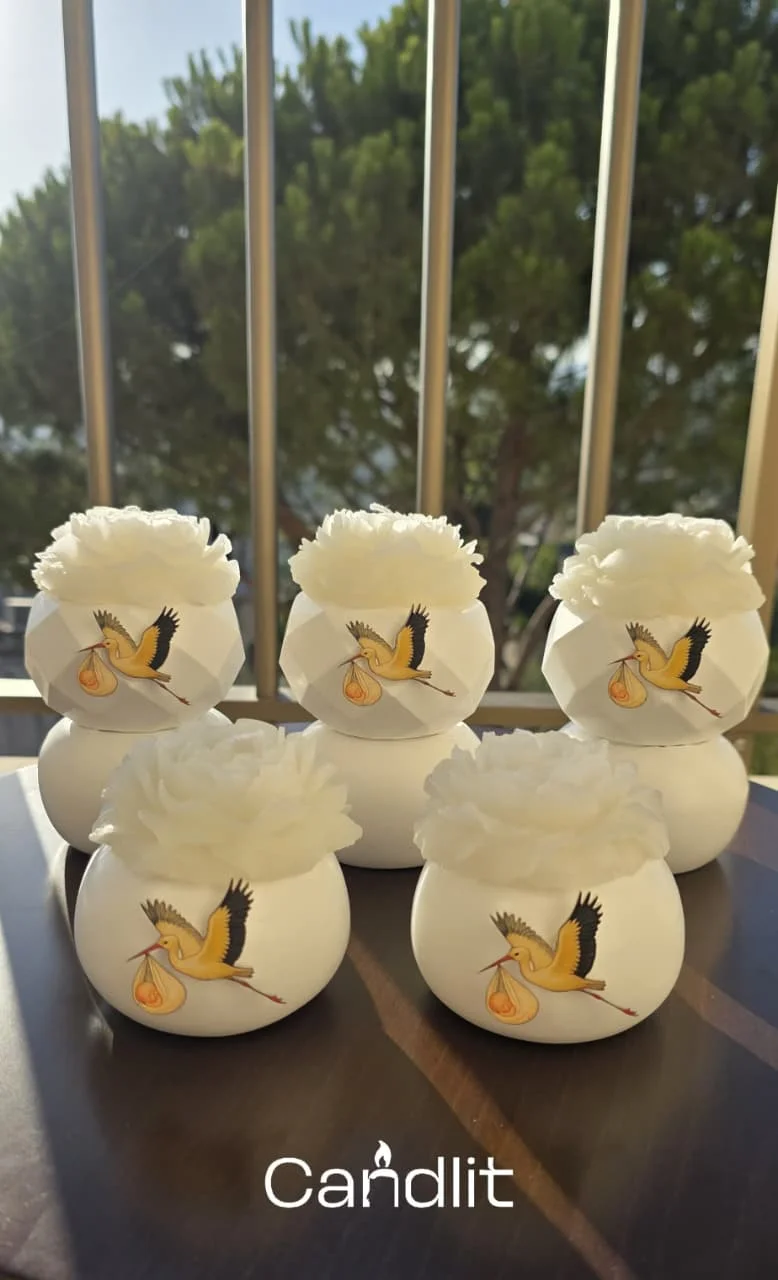Newborn Baby Flower Candle Souvenir– Stork Edition
