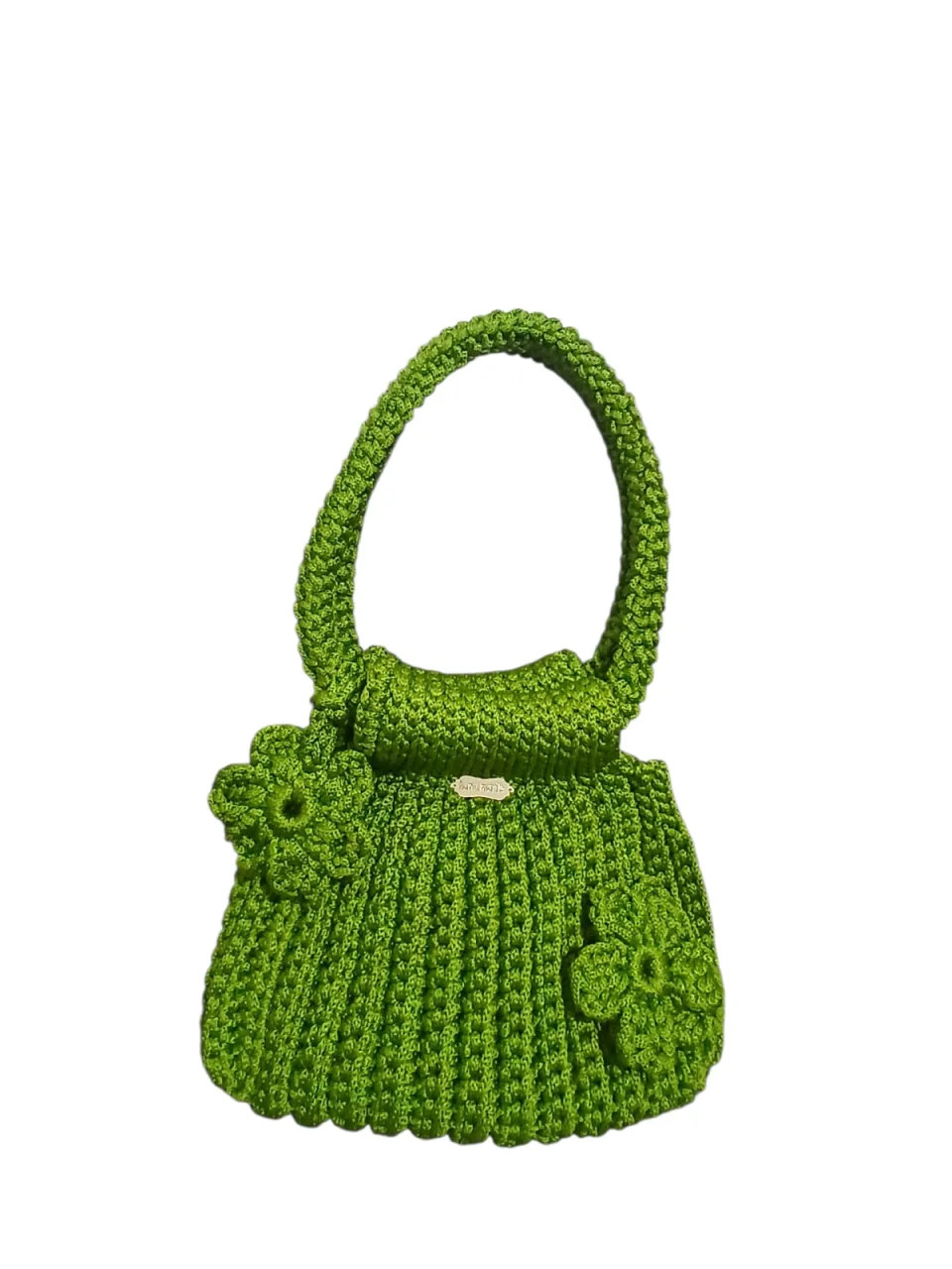 Elegant Lined Green Crochet Handbag