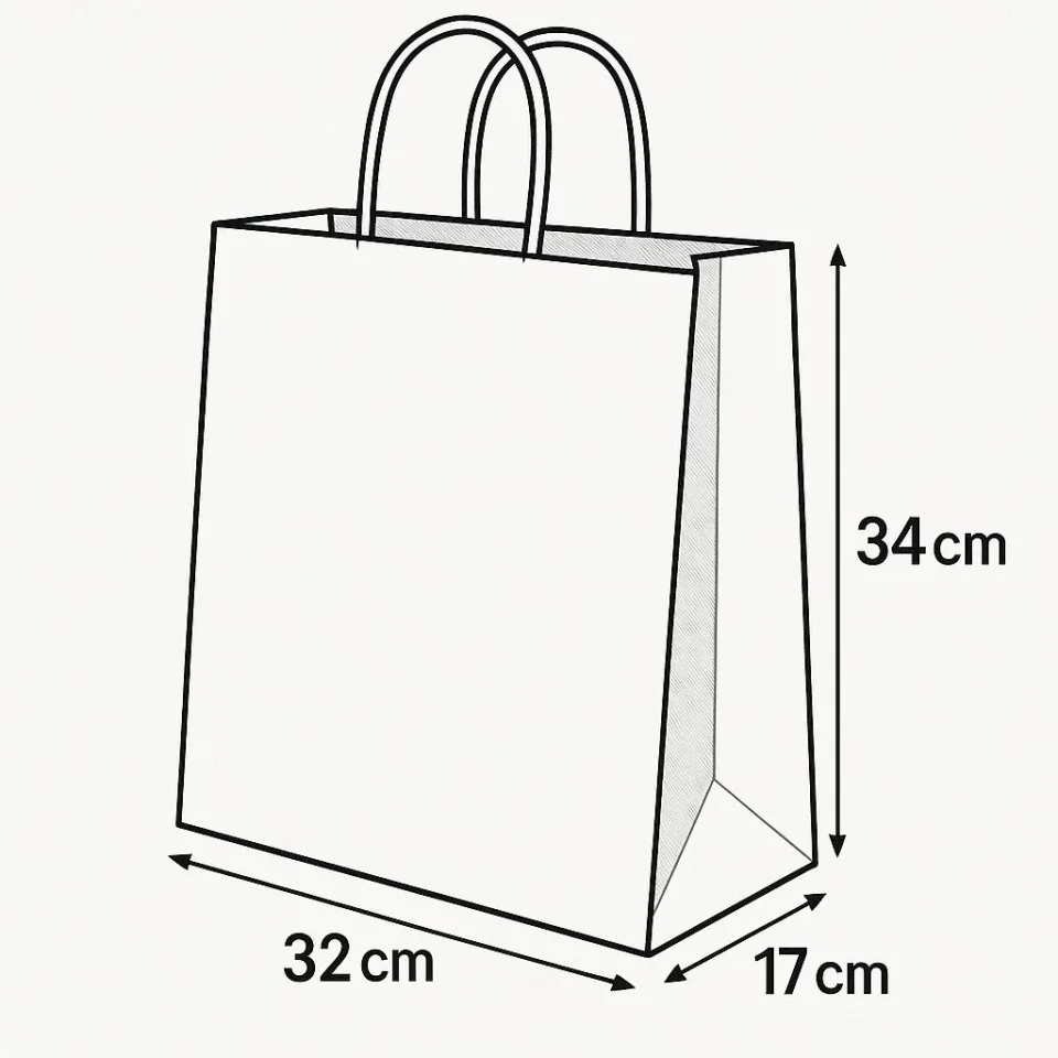 Plain Wide-Base Delivery Paper Bags with Twisted Handles – 32x34 cm | Facotry Wholesale