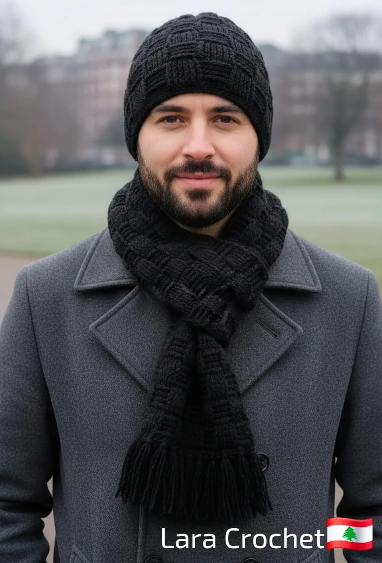 Handmade Basket Weave Scarf and Beanie Set