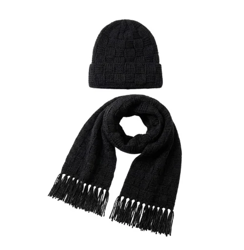 Handmade Basket Weave Scarf and Beanie Set