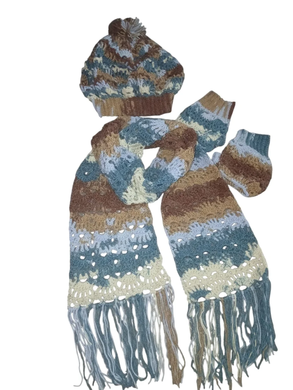 Winter Set - Hat, Scarf, Fingerless Gloves